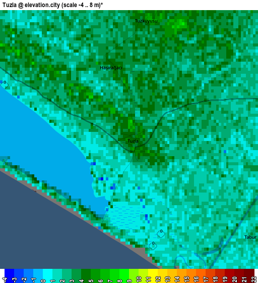 Tuzla elevation map