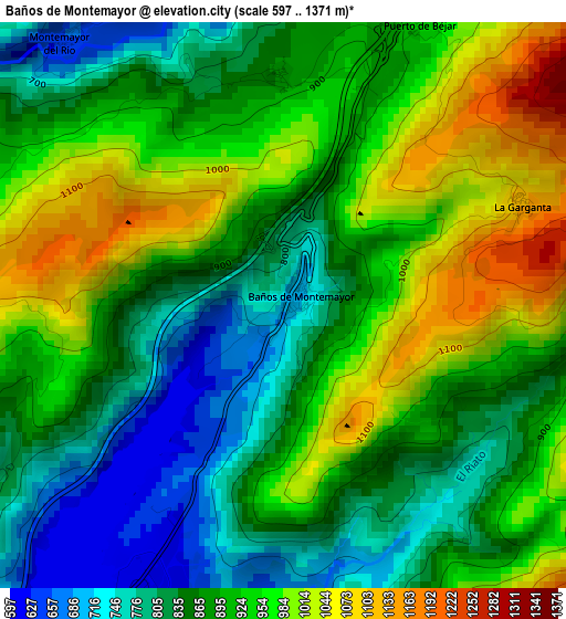 Baños de Montemayor elevation map