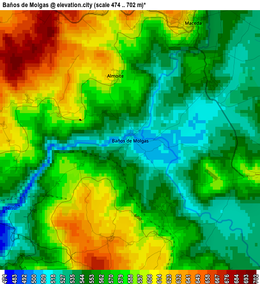 Baños de Molgas elevation map