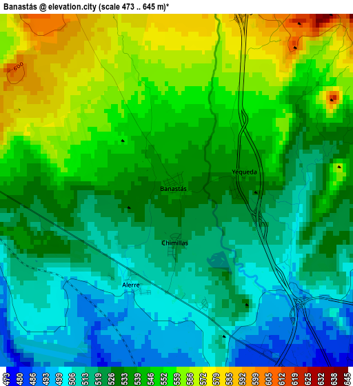 Banastás elevation map