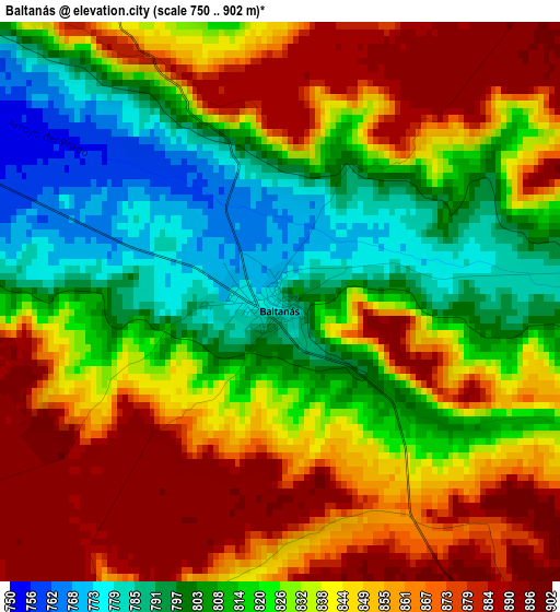 Baltanás elevation map