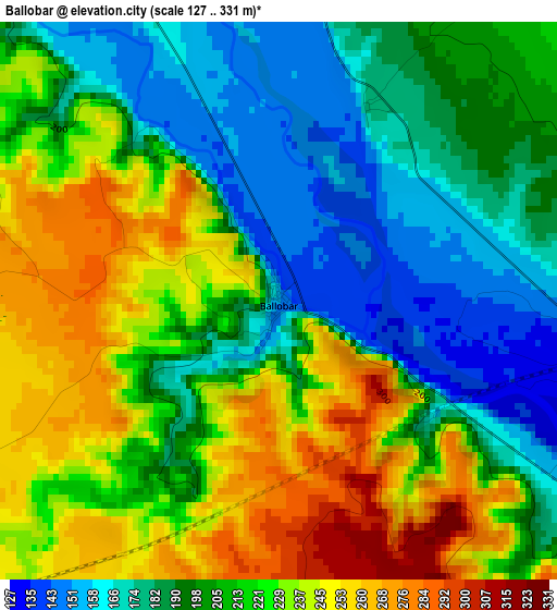 Ballobar elevation map