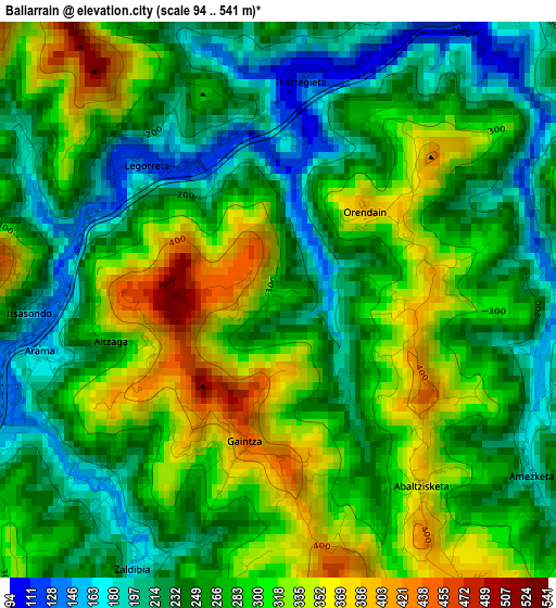 Baliarrain elevation map