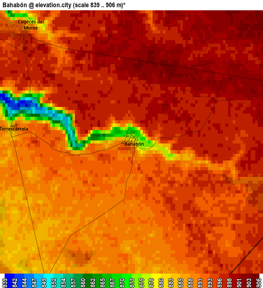 Bahabón elevation map