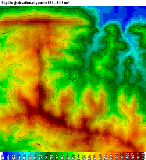 Bagüés elevation map