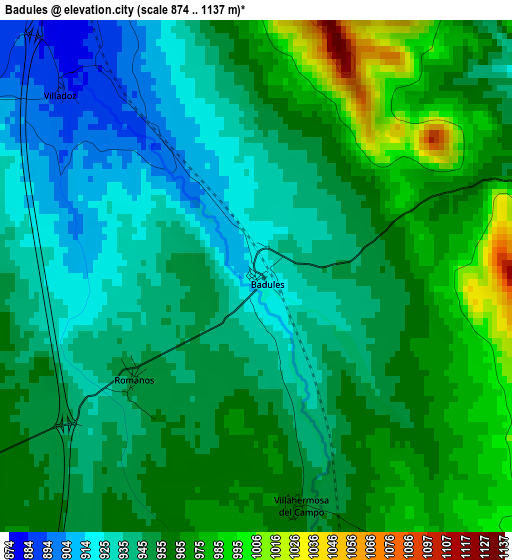 Badules elevation map