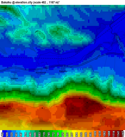 Bakaiku elevation map