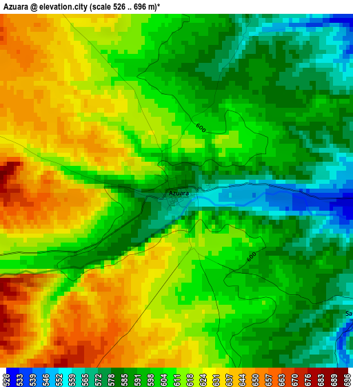 Azuara elevation map