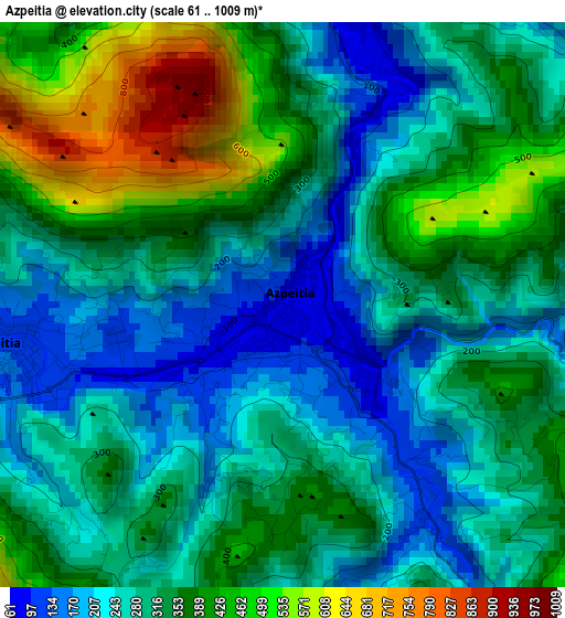 Azpeitia elevation map