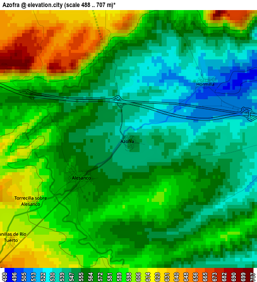 Azofra elevation map