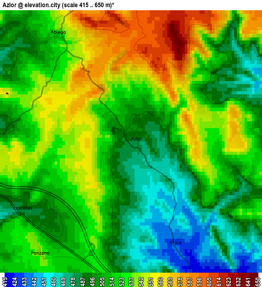 Azlor elevation map