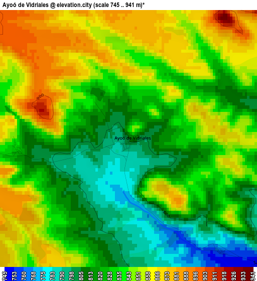 Ayoó de Vidriales elevation map