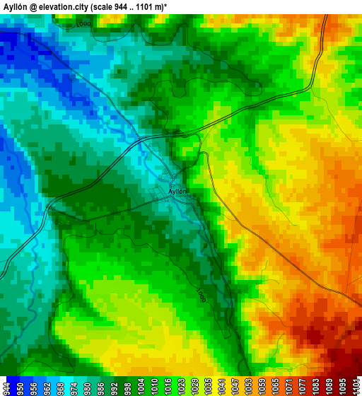 Ayllón elevation map