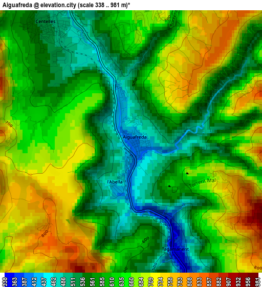 Aiguafreda elevation map