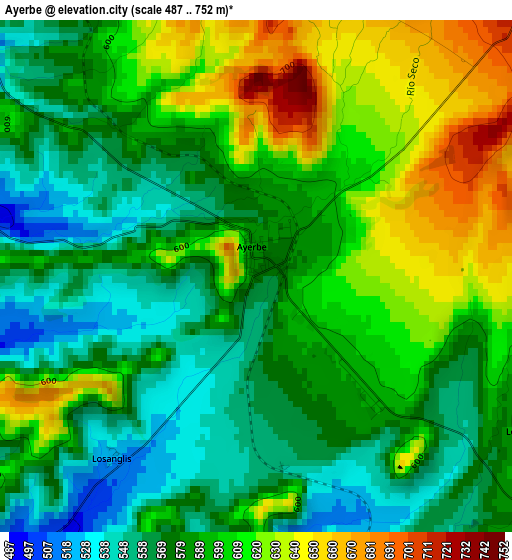 Ayerbe elevation map