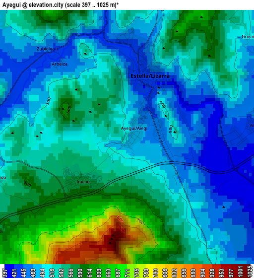 Ayegui elevation map