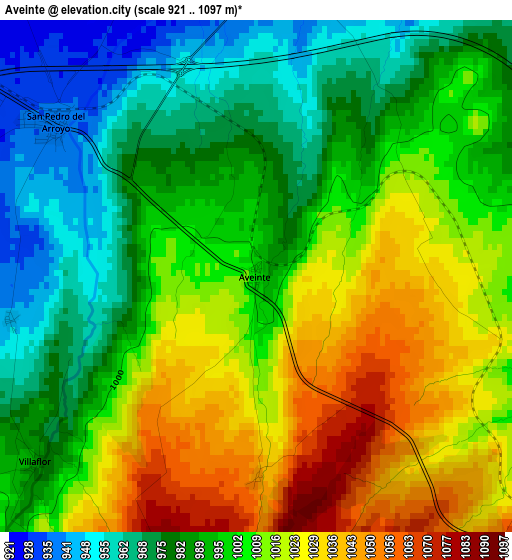 Aveinte elevation map