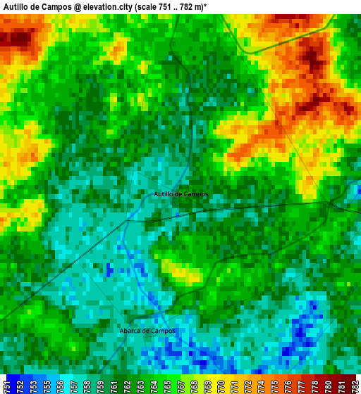 Autillo de Campos elevation map