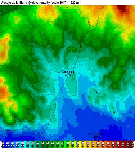 Ausejo de la Sierra elevation map