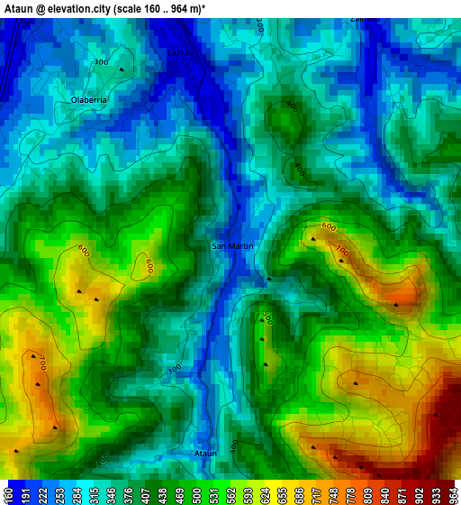 Ataun elevation map