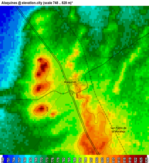 Ataquines elevation map