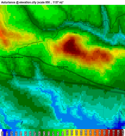 Asturianos elevation map