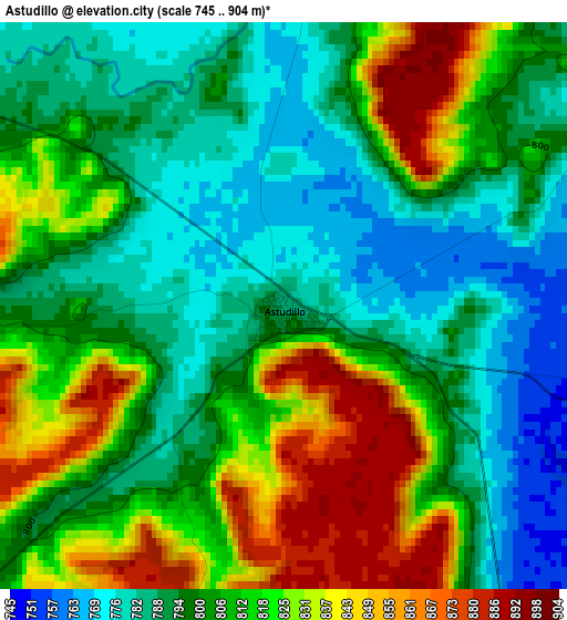 Astudillo elevation map