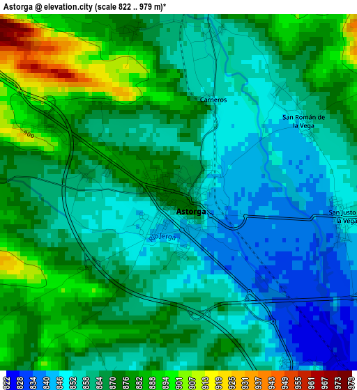 Astorga elevation map