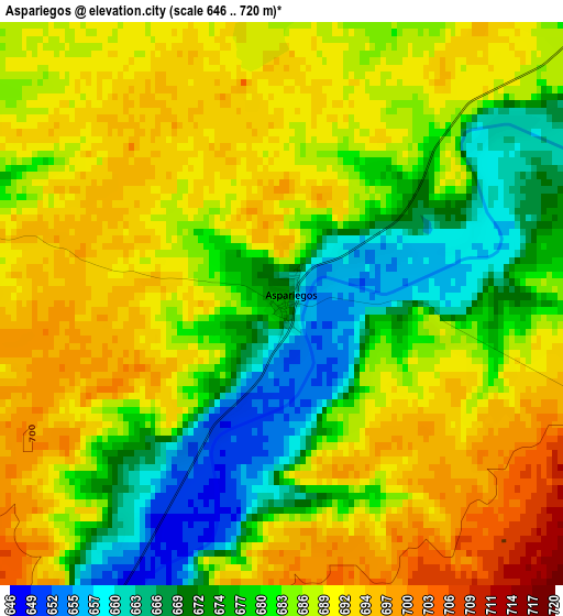 Aspariegos elevation map