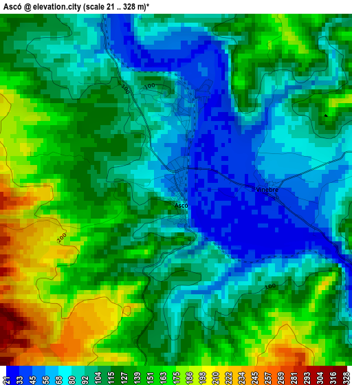 Ascó elevation map