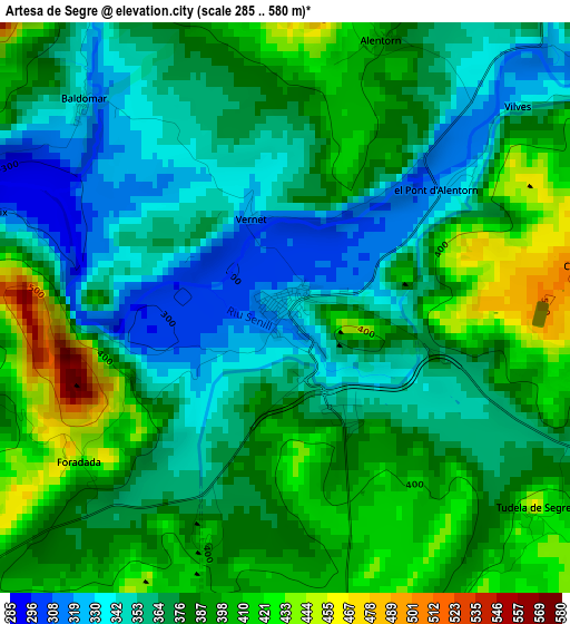 Artesa de Segre elevation map