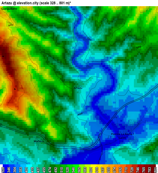 Artazu elevation map