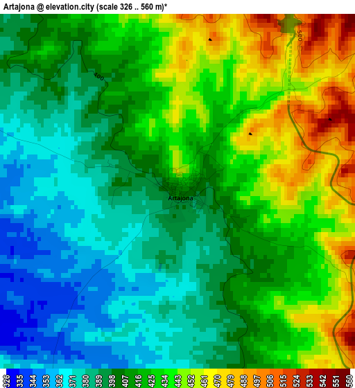 Artajona elevation map