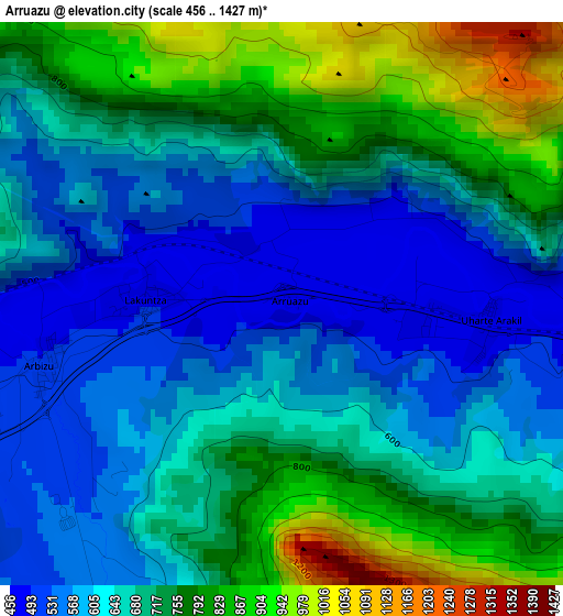 Arruazu elevation map