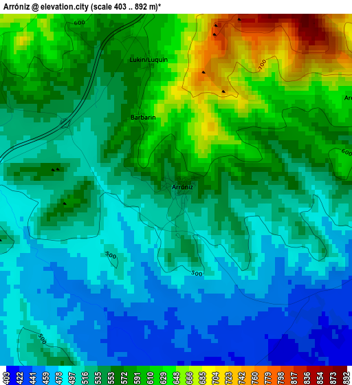 Arróniz elevation map