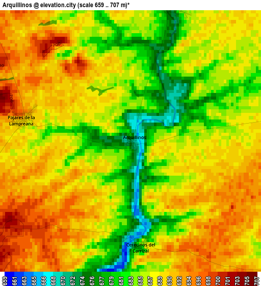 Arquillinos elevation map