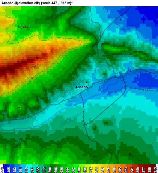 Arnedo elevation map