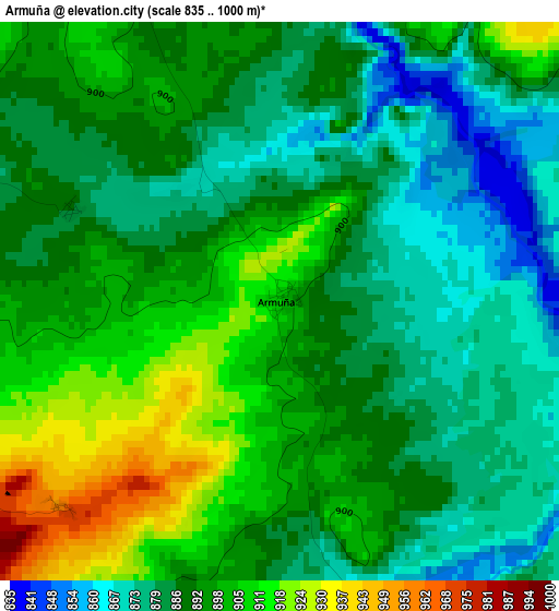 Armuña elevation map