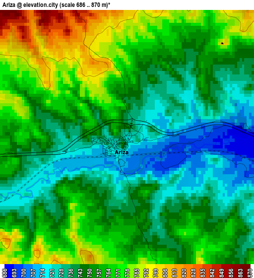 Ariza elevation map