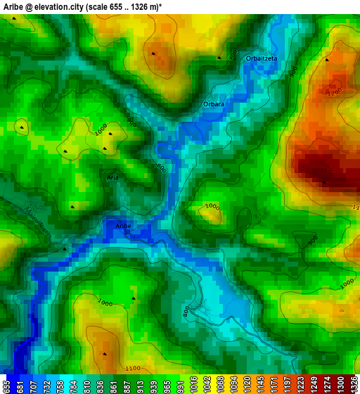 Aribe elevation map