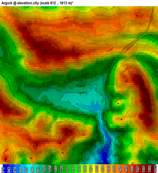 Arguis elevation map