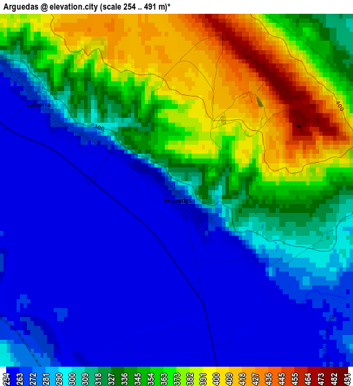 Arguedas elevation map