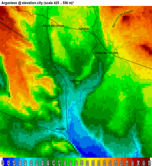 Argavieso elevation map