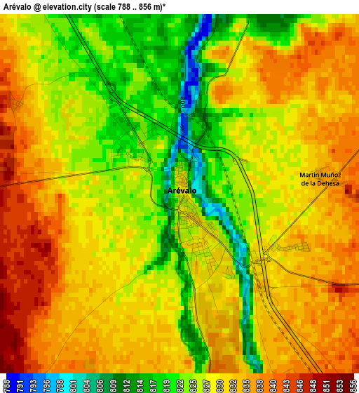 Arévalo elevation map