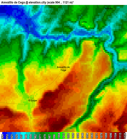 Arevalillo de Cega elevation map