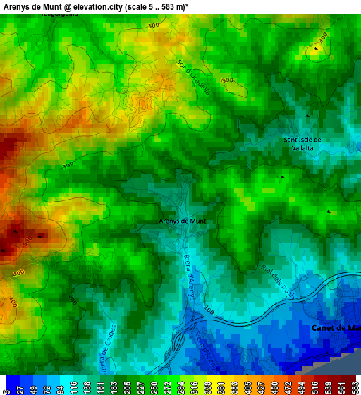 Arenys de Munt elevation map