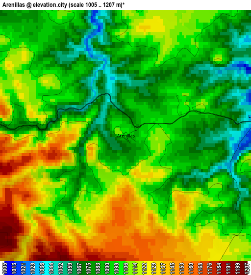 Arenillas elevation map