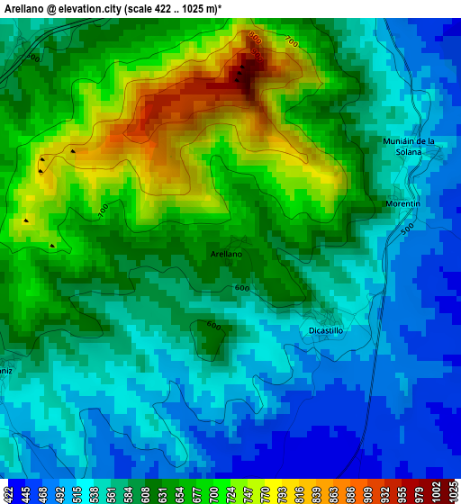 Arellano elevation map