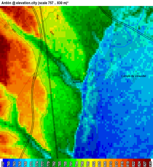 Ardón elevation map