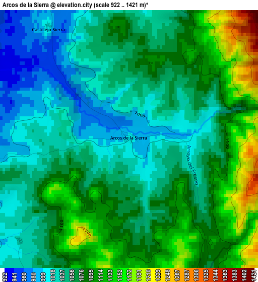 Arcos de la Sierra elevation map